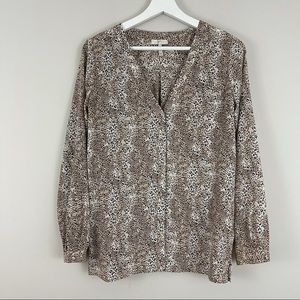 Joie Silk Leopard Print Button Front Blouse
